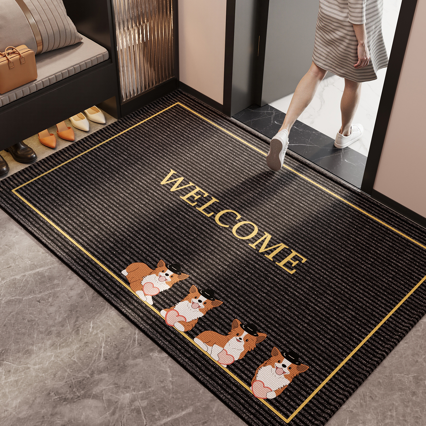 入户门地垫玄关大门口进门脚垫防滑除尘卡通耐脏耐磨家用室内地毯