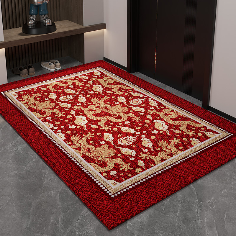 红色龙年入户门地垫玄关大门口进门脚垫喜庆耐脏除尘防滑门垫地毯,居家布艺,入户地垫,淘宝优惠券,粉丝福利购,淘宝优惠卷