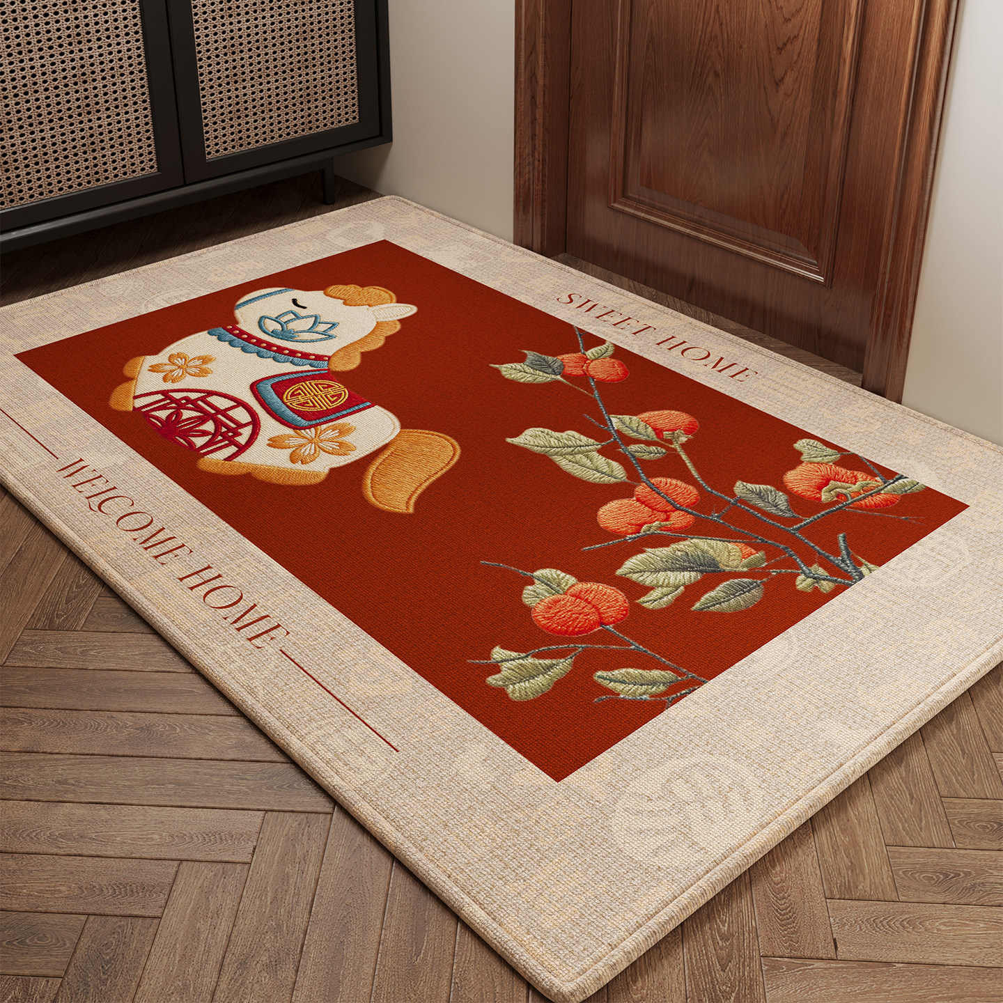 红色喜庆入户门地垫玄关大门口进门脚垫防滑除尘室内卡通小马地毯,居家布艺,入户地垫,淘宝优惠券,粉丝福利购,淘宝优惠卷