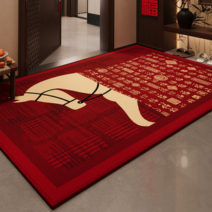 玄关大门口进门脚垫红色喜庆入户门地垫防滑马年2026新款 室内地毯