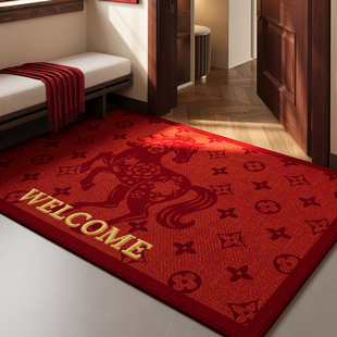 红色马年地垫入户门垫防滑除尘耐磨耐脏喜庆2026新款 玄关脚垫地毯