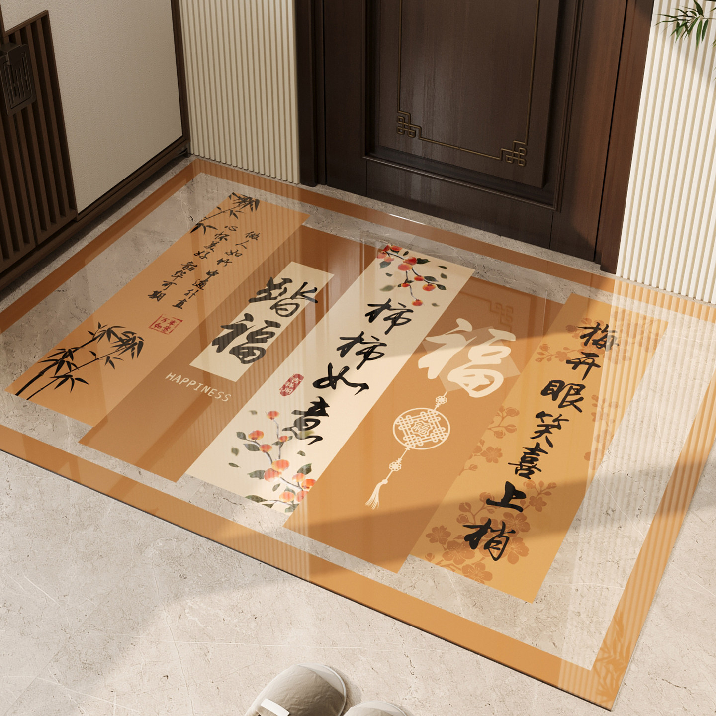 新中式入户门地垫软玻璃透明门口防滑脚垫2026新款国风可裁剪地毯,居家布艺,入户地垫,淘宝优惠券,粉丝福利购,淘宝优惠卷