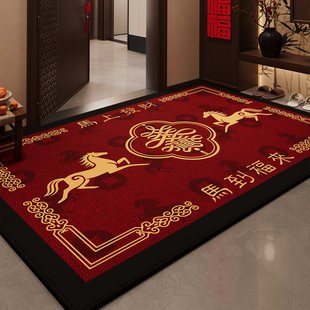 红色新年喜庆入户门地垫新中式2026新款防滑进门脚垫室内除尘地毯