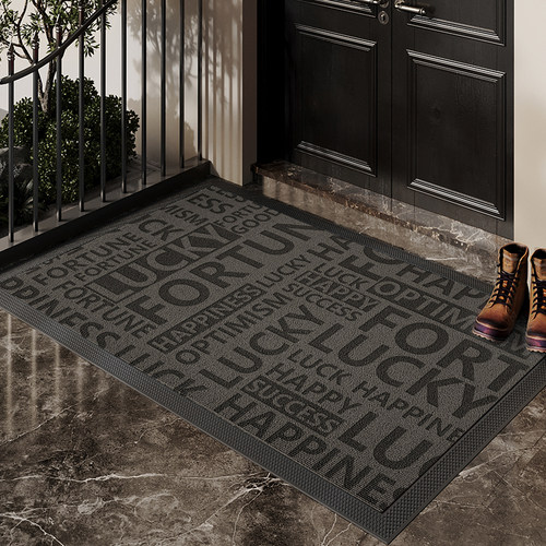 入户门地垫灰色玄关大门口进门脚垫刺绣防滑耐脏耐磨室外门外地毯