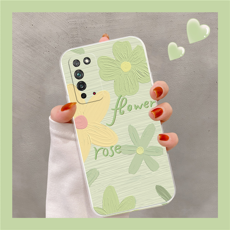 适用于荣耀x10手机壳油画小花全包honorx10max硅胶防摔透明简约ins风新款小清新女款保护壳