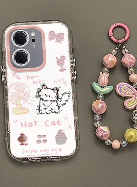 适用iQOONEO9手机壳vivoiQOONEO8镜面PRO泡芙壳iqooneo7se吹风小猫iqooneo6防摔NEO5S活力板NEO3保护套NEO855