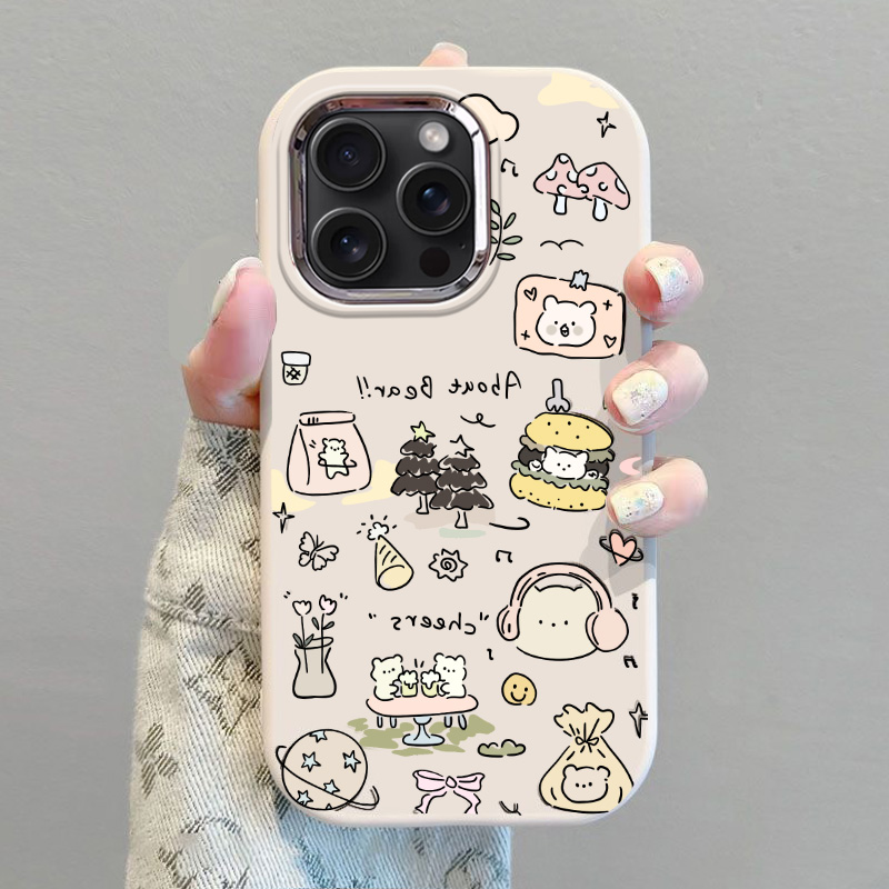 适用苹果15手机壳iPhone14新款13全包12Pro卡通11耳机小狗XSmax情侣8Plus可爱6s防摔7保护软套SE23代男女创意