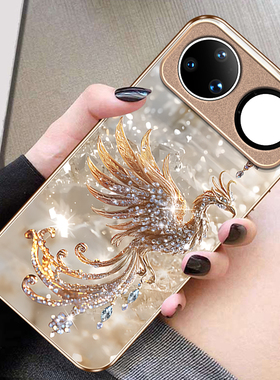 碎钻凤凰适用华为Nova15ultra手机壳14女13新款12高级感11金属漆10简约9创意8好看硅胶玻璃新年7防摔保护套