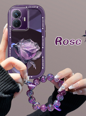 适用于vivoY77e晶莹玫瑰手机壳时尚潮流轻奢风新款女vivoV2166BA半透明硅胶保护套镜头全包防摔软壳