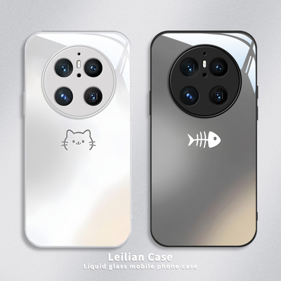 适用华为MATE系列手机壳猫咪鱼骨