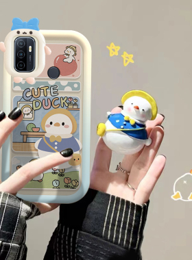 适用于OPPOA11s手机壳卡通萌宠鸭子气囊支架OPPOPDVM00全包边防摔保护套透明硅胶软壳可爱女款