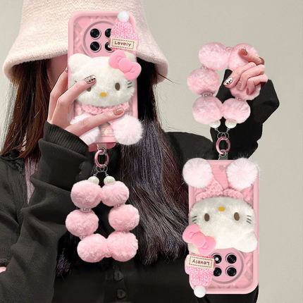 毛绒KT猫适用OPPOA6Pro手机壳A5新款3高级2软1可爱全包A97防摔A96液态A95硅胶A93专用毛绒A92带挂绳保护套女