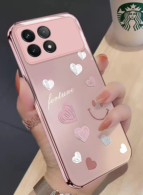 适用于小米红米K70创意手机壳时尚简约渐变爱心潮流女RedmiK70Pro金属漆玻璃保护套K70e全包防摔壳