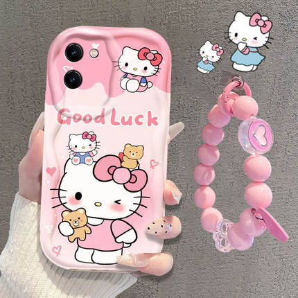 适用vivoY100i手机壳y93s新款y85a硅胶Y78M可爱小熊kt猫77e时尚女70T带手链y36防摔保护套y30g潮流个性y10软