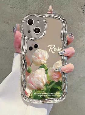 适用苹果15手机壳新款iPhone14prom电镀IP13玫瑰6s花12mini高级感11pro防摔xsmax保护套8plus7p二代SE23女ins