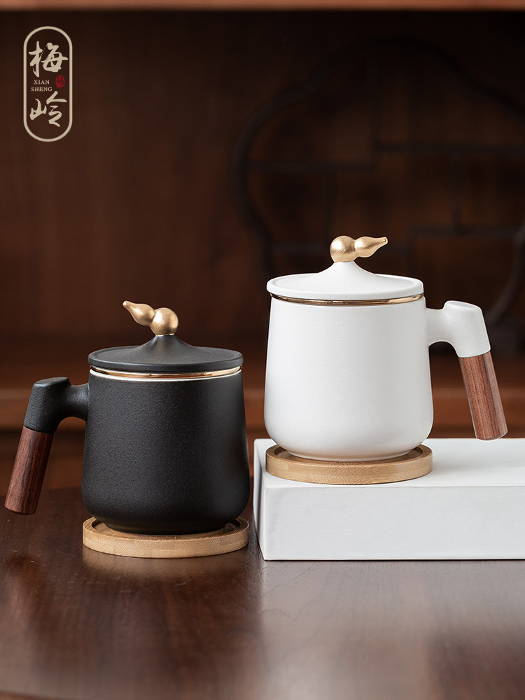 马克杯创意陶瓷带盖过滤泡茶杯办公室喝水杯子情侣杯礼盒装定制