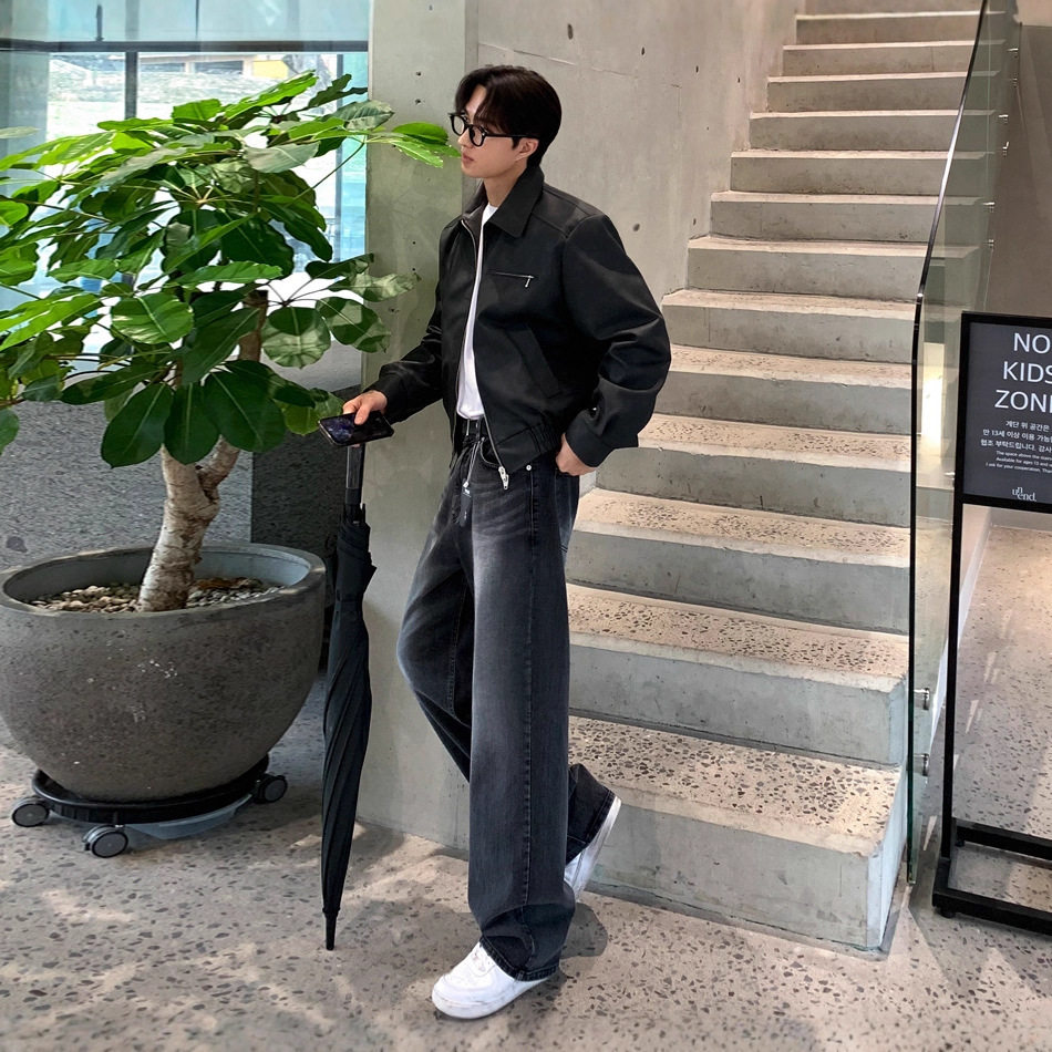 【特价】MYQ高级感痞帅短款皮衣男秋季宽松休闲夹克韩系通勤风百