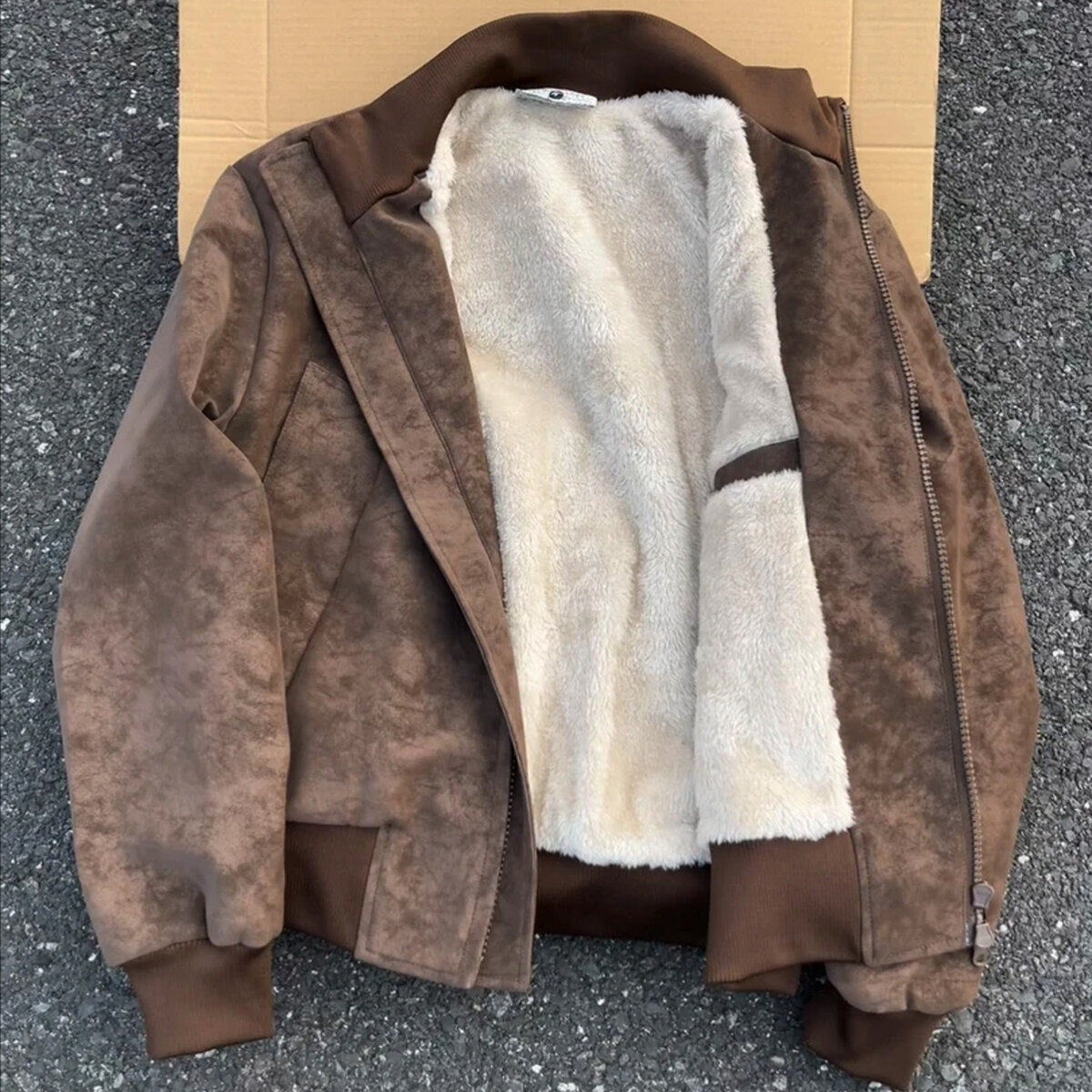 【特价】美式雾面PU皮衣棉服男款冬季加绒保暖羊羔绒棉衣飞行夹克