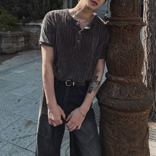 冲量3天 夏季 Cleanfit·猛男·美式 T恤男士 薄款 MYQ亨利领短袖