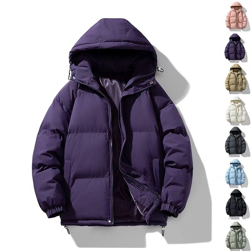 【特价】棉衣男士冬季潮牌纯色连帽棉服情侣款棉袄宽松面包服休闲