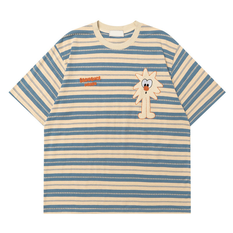 【特价·冲量】vintage美式复古学院风条纹运动短袖T恤男vintage