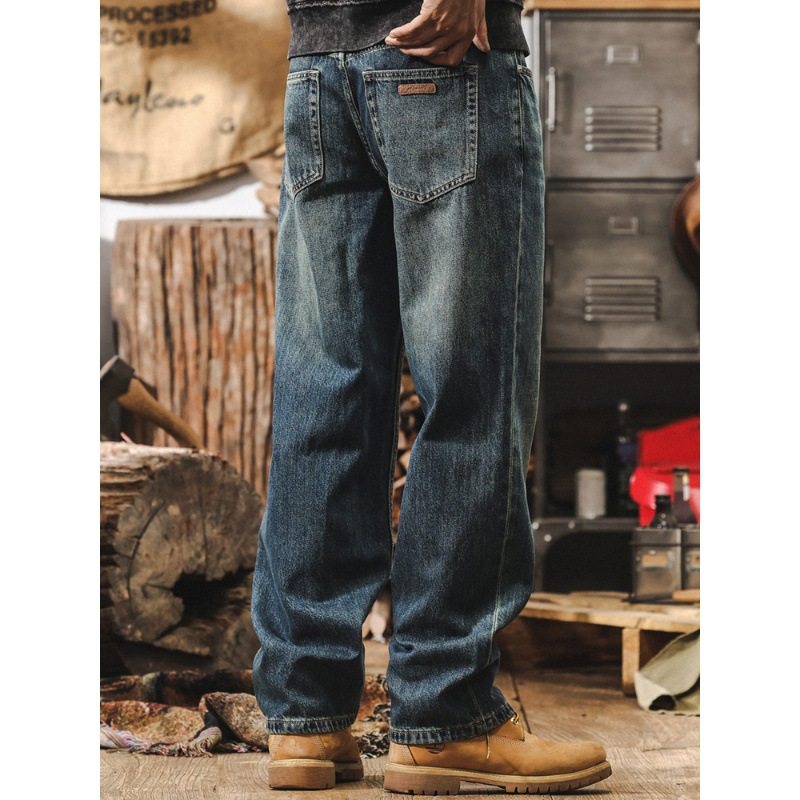 美式复古重磅水洗牛仔裤男士春季2026新款潮牌宽松阔腿休闲长裤子,男装,牛仔裤,淘宝优惠券,粉丝福利购,淘宝优惠卷