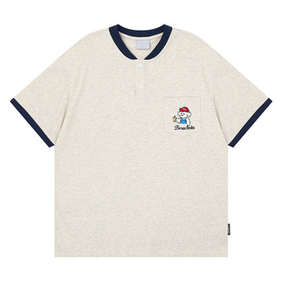 t恤 Cleanfit·猛男口袋小狗刺绣半纽扣v领重磅棉短袖 冲量3天