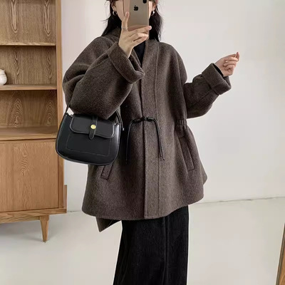 【特价冲量】100羊毛双面羊绒大衣女小个子中长款斗篷羊毛呢外套