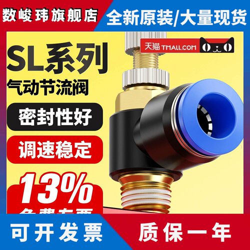 气动节流阀气管可调节快速接头气缸调速开关手阀门SL4/6/8-m5-01