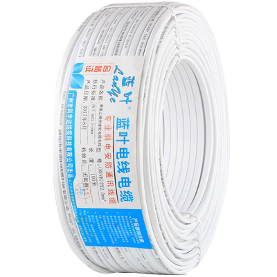 国标纯铜芯RVV白色护套线2芯0.5 1.0 1.5 2.5平方电源线电线软线