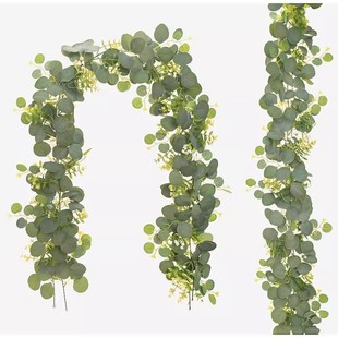 墙面装饰尤加利叶永生藤圈花环仿真藤条绿色森系假叶酒店挂饰门挂