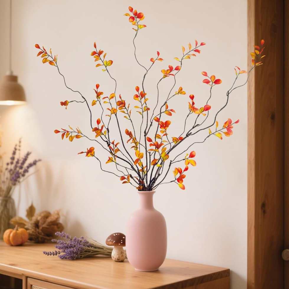 日式枫叶仿真花干花花束客厅摆设秋叶干树枝树干侘寂风装饰品摆件