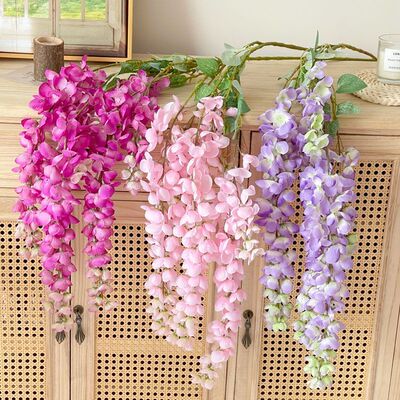 仿真紫藤花假花丁香花吊顶花藤室内婚庆装饰藤条塑料花条藤蔓植物