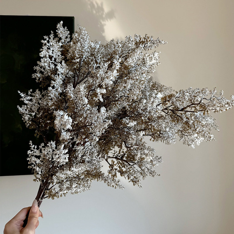 油画雾凇仿真花摆件客厅餐桌插花装饰品艺术摆设侘寂风复古旧陶罐