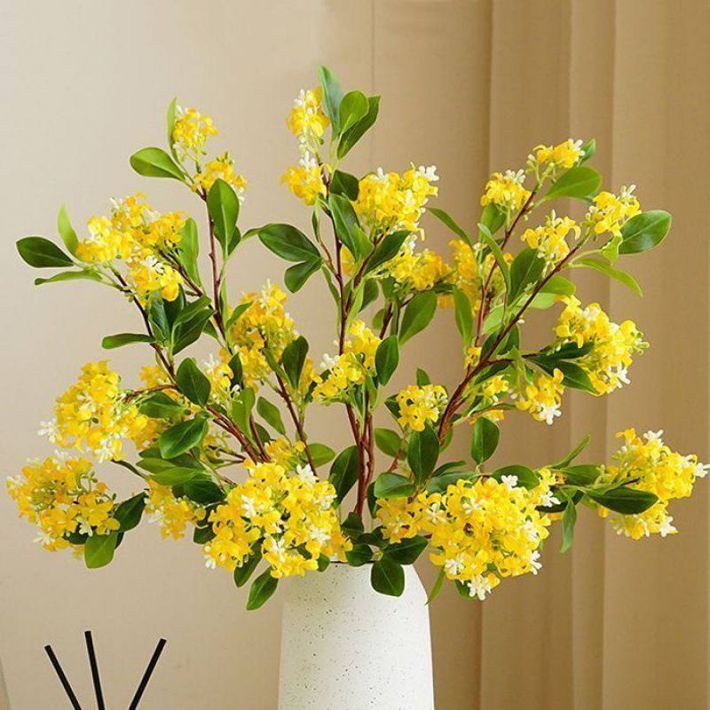 仿真花黄色桂花带叶78厘