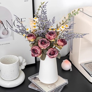 玫瑰小雏菊仿真花假花装饰摆件客厅餐桌电视柜高端仿生花束插花艺