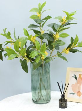 3叉桂花树叶园林绿景装饰叶子仿真桂花金桂九里香酒店装饰月月桂