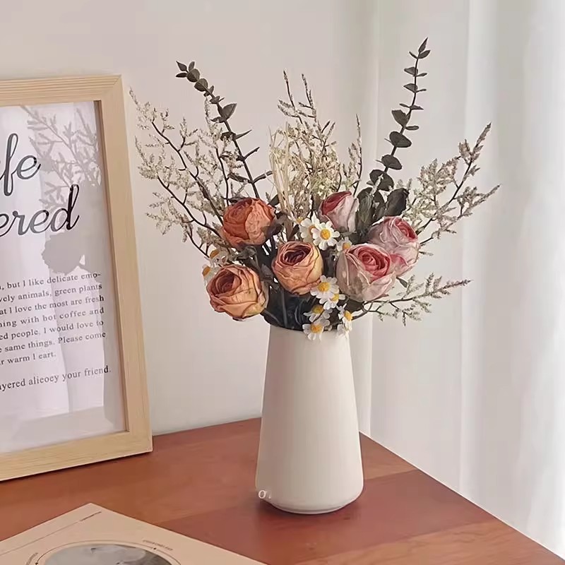 清新手捧花仿真花拍照花束绣球花小雏菊玫瑰花装饰摆件花仿生假花