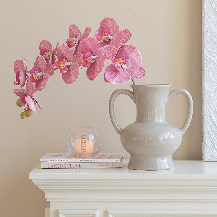 单支高档蝴蝶兰仿真花手感假花摆设摆件酒店卧室花装饰兰花干花