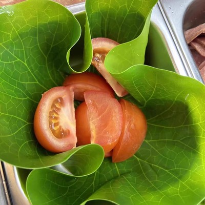 仿真荷叶餐厅菜肴装饰摆盘绿色叶子塑料水果店垫荷花吃烧烤店垫盘