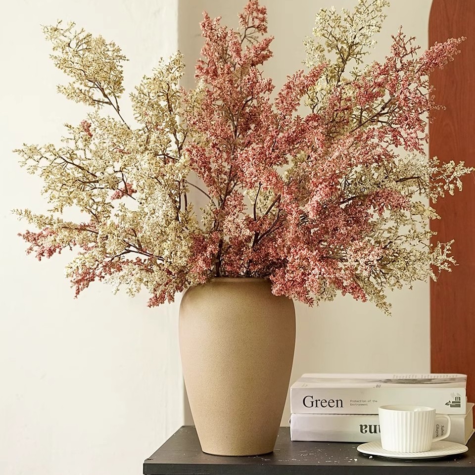 雾凇仿真绿植假花花束摆件侘寂风陶瓷花瓶客厅插花干花花艺装饰花