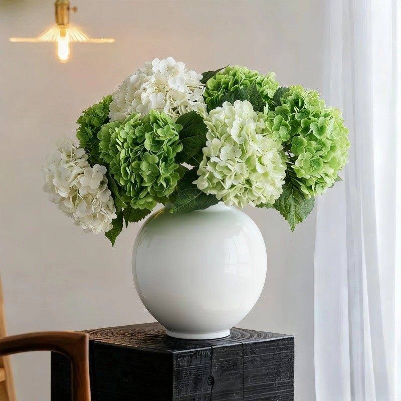 绿色手感保湿绣球仿真花超逼真酒店客厅餐桌电视柜高级装饰品摆件