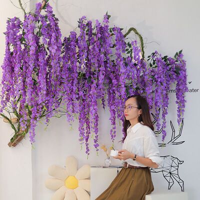 仿真紫藤花紫罗兰室内婚庆吊顶网红紫色假花藤条装饰绿植植物花串
