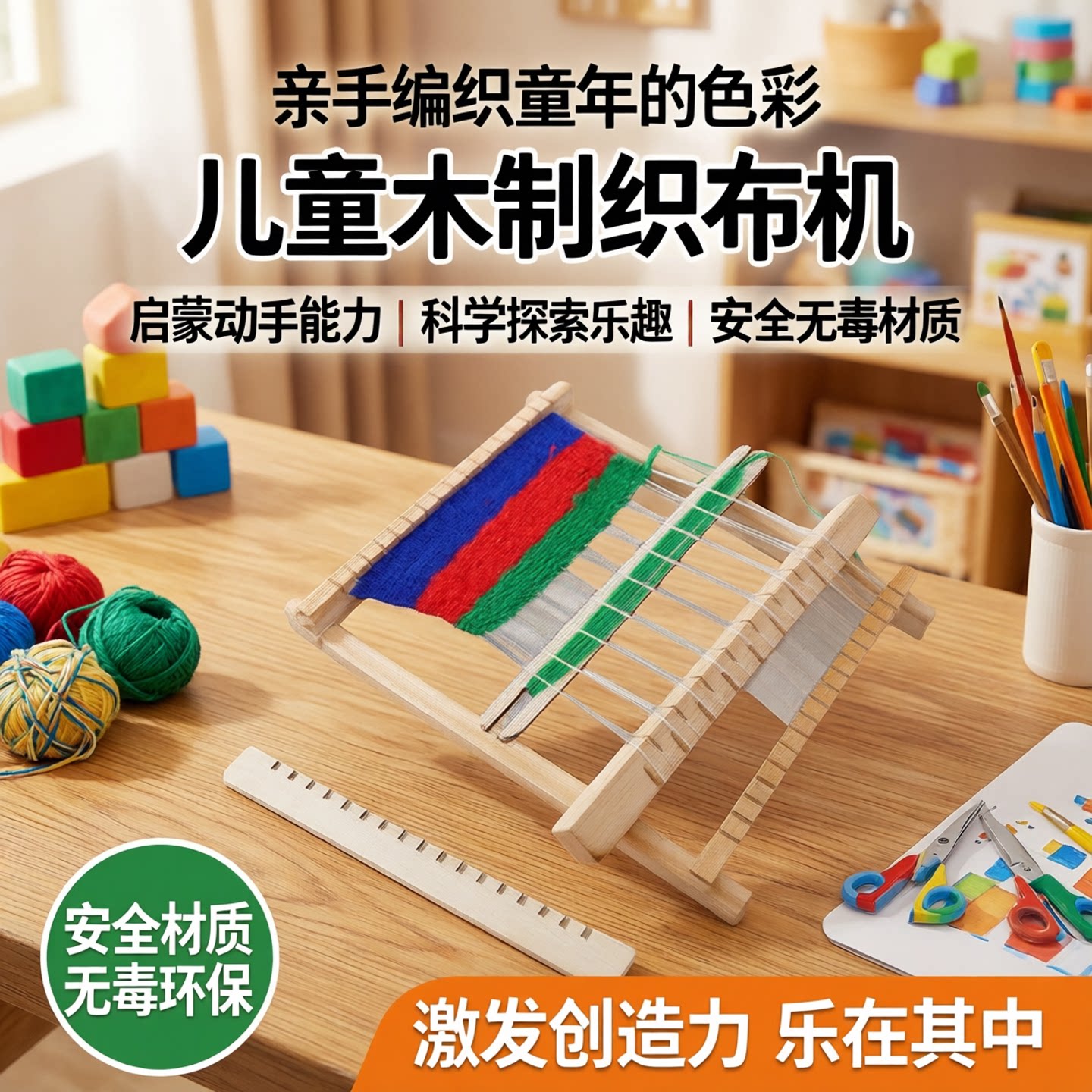 儿童DIY手工木制织布机科学实验图片