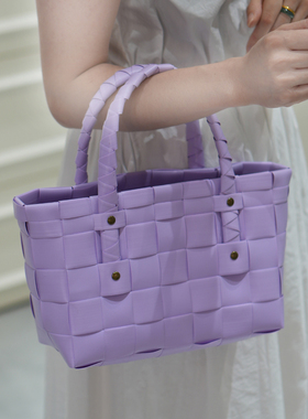 ins风高颜值手提包女包手拎包编织包宽片菜篮子包防水包伴手礼包