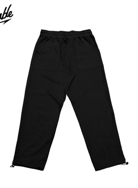 SLAMBLE秋季新款针织直筒长裤男运动宽松束脚九分抽绳休闲卫裤子