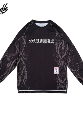 slamble蛇年印花运动休闲长袖T恤男女上衣透气夏季新款美式潮流