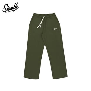 宽松百搭长裤 SLAMBLE冬季 男女运动休闲直筒裤 加绒保暖直筒裤 新款