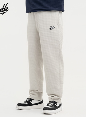SLAMBLE男士华夫格运动休闲长裤直筒垂感重磅宽松阔腿裤美式秋季