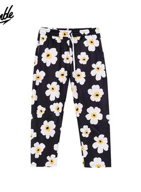 SLAMBLE美式蛋花九分直筒高弹运动休闲篮球睡裤长裤男女满印宽松